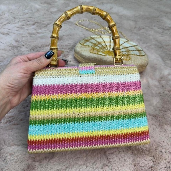 Coastal Vacation Bag Bundle, Bamboo + Shell Clutch Set - Picture 3 of 8